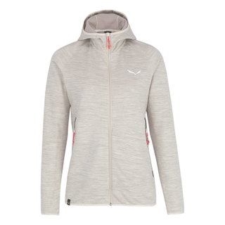 Salewa Hybrid-Fleecejacke Nuvolo Alpinewool mit Kapuze (4-Wege-Stretch, warm, atmungsaktiv) beige Damen